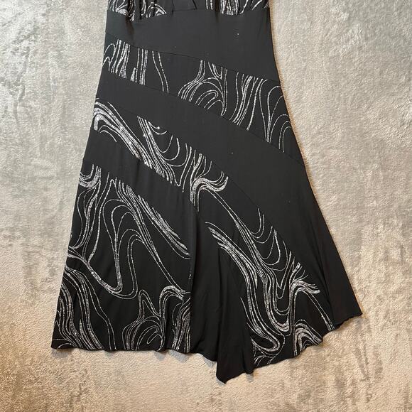 Vintage Y2K Asymmetrical Glitter Swirl Babydoll Halter Dress Sz Large Fairycore - Picture 4 of 6